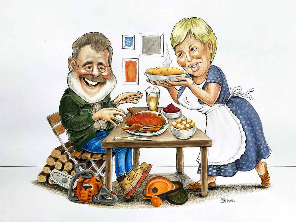 Karikaturist Silvia S'Orell Familienkarikatur als Geschenk
