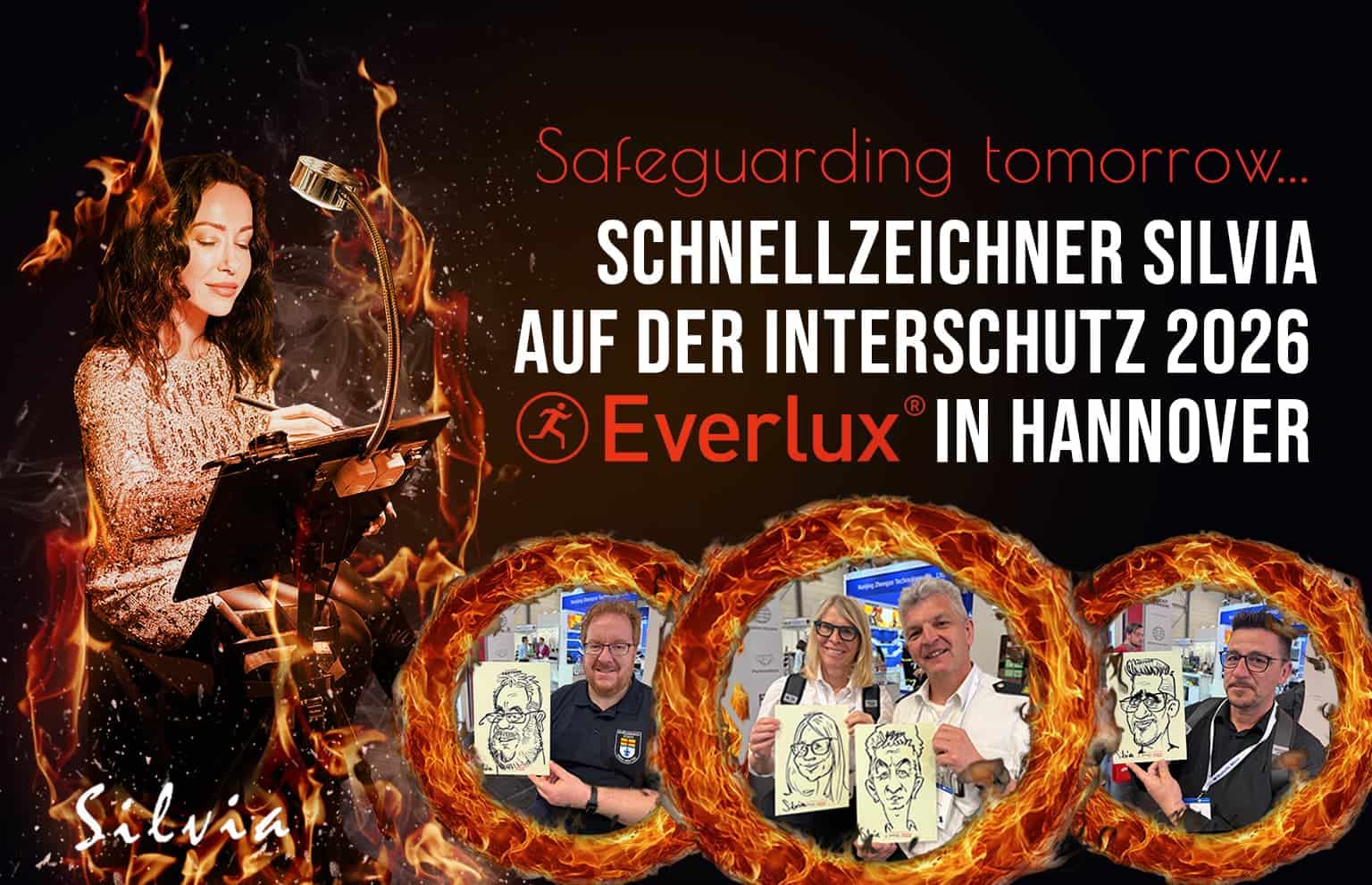 Schnellzeichnerin Silvia auf der INTERSCHUTZ